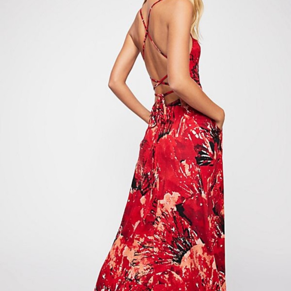 Free People Scarlet and Ebony Floral Maxi Dress